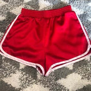 Red silk shorts